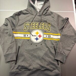 NFL Men's Heather Grey Fleece Hoodie With Static Colored Hood, Mens medium